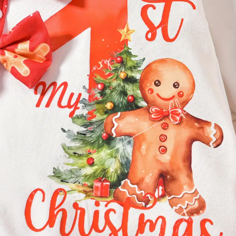 2PCS My 1st Christmas Letter Printed Baby Jumpsuit