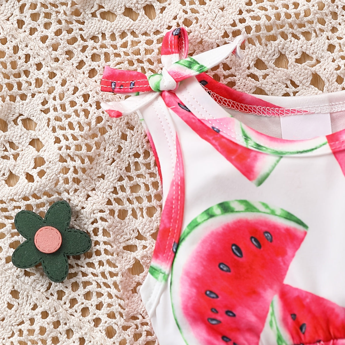 Cute Watermelon Print Sleeveless Baby Girl Romper
