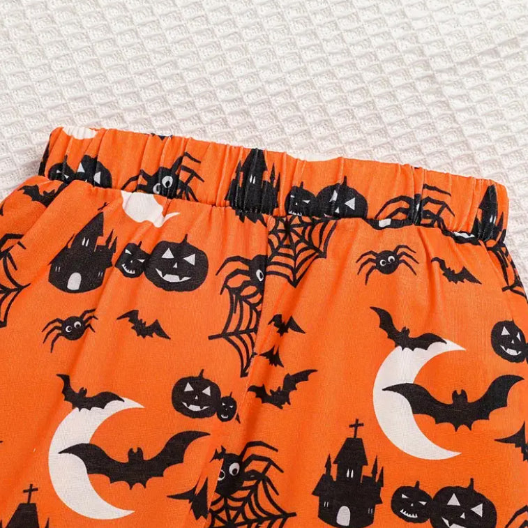 3PCS My First Halloween Letter Pumpkin Printed Baby Set