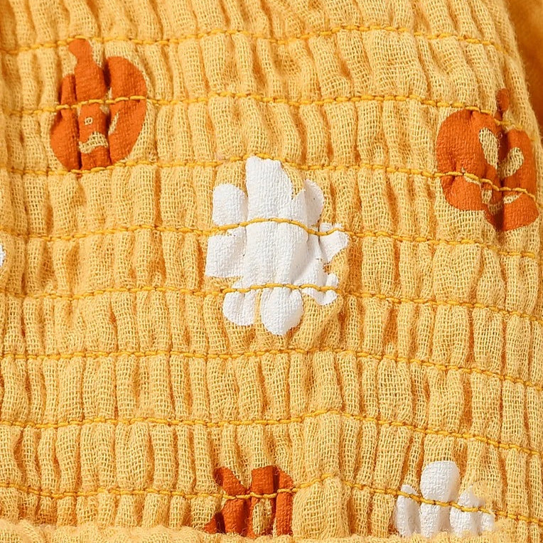 2PCS Pumpkin and Floral Print Long Sleeve Baby Romper