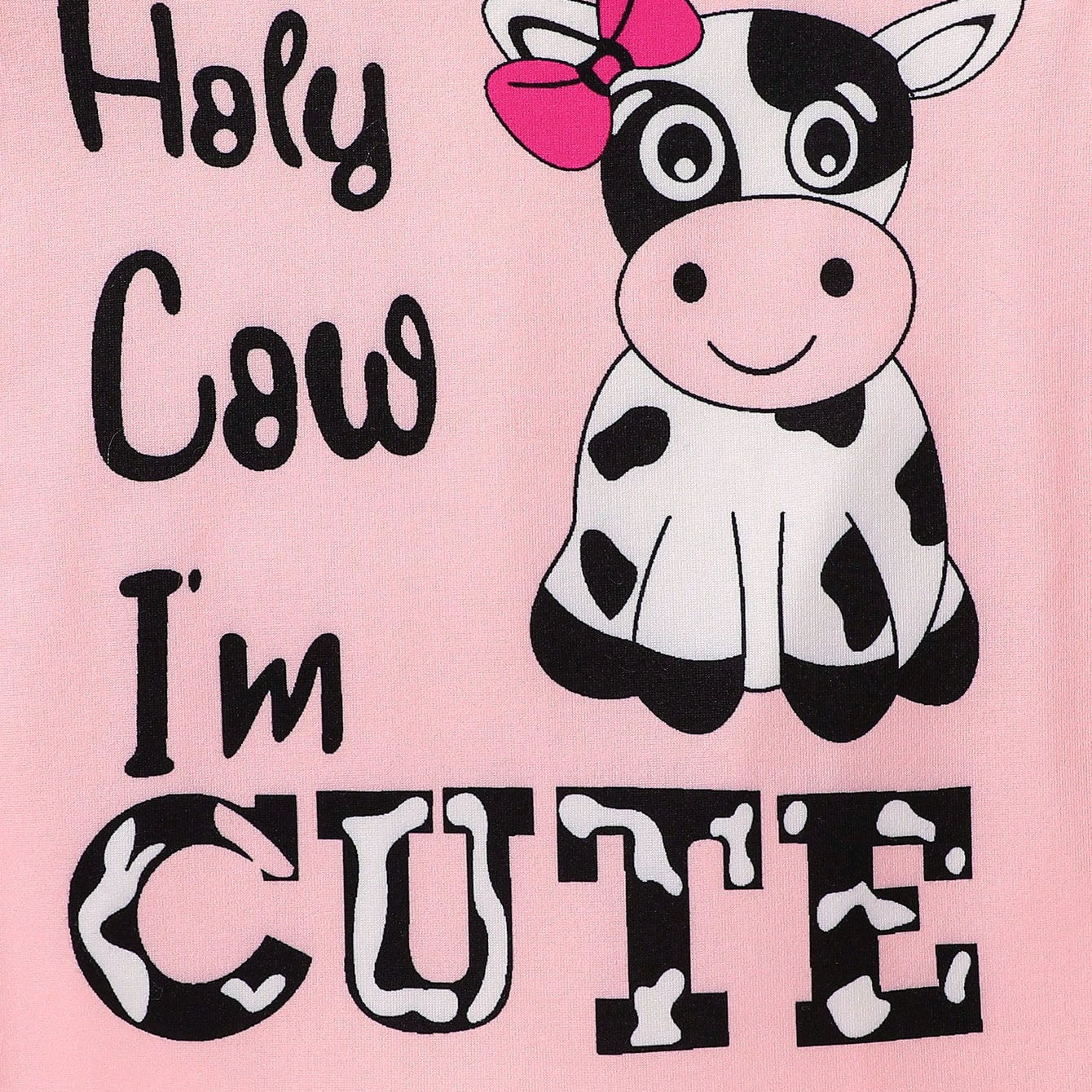 2PCS Holy Cow I'm Cute Letter Printed Long Sleeve Baby Girl Jumpsuit