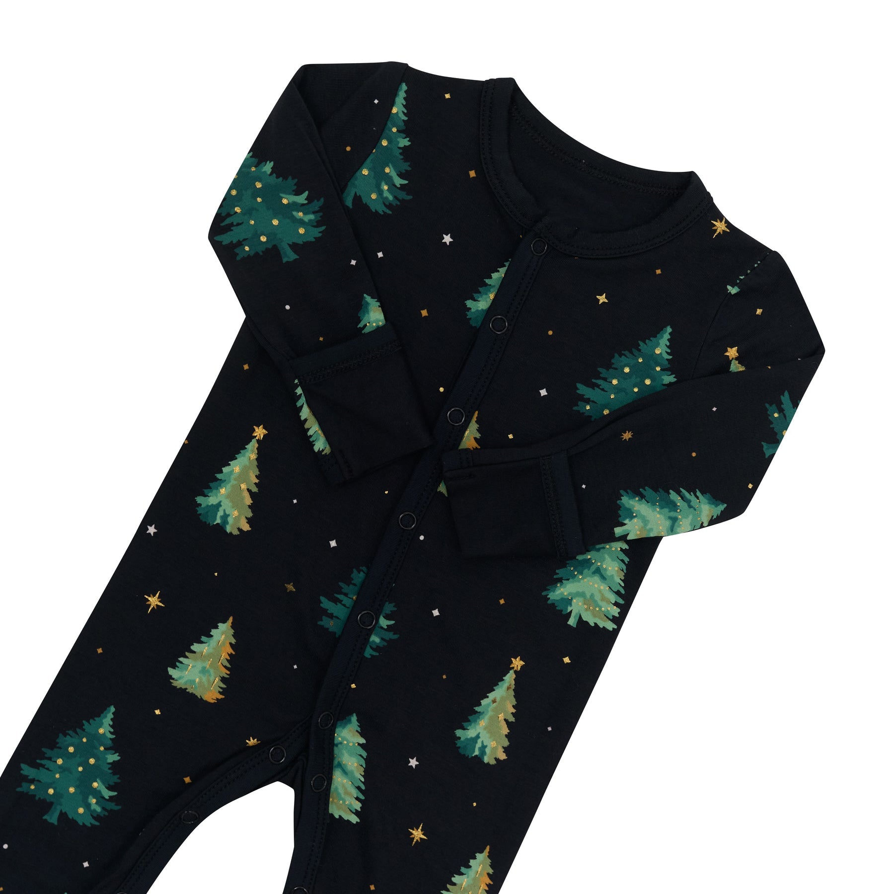 Christmas Tree Printed Long Sleeve Zipper Baby Jumpsuit