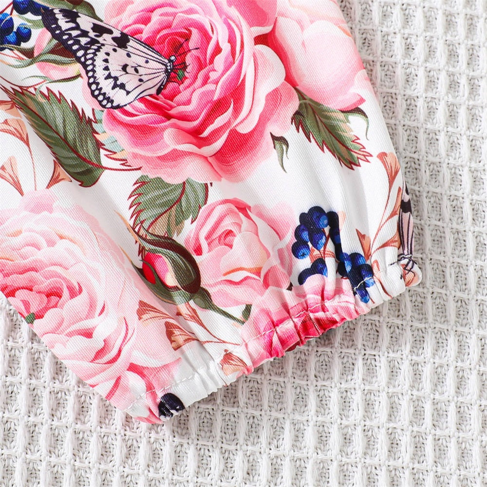 3PCS I'm My Daddy's Girl Letter Floral Print Long Sleeve Baby Set