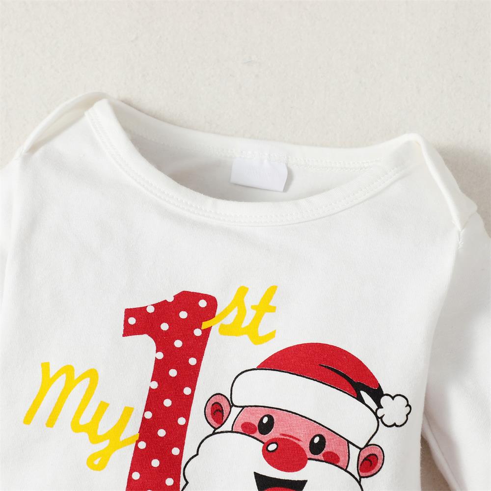 3PCS My 1st Christmas Letter Polka Dot Printed Baby Set