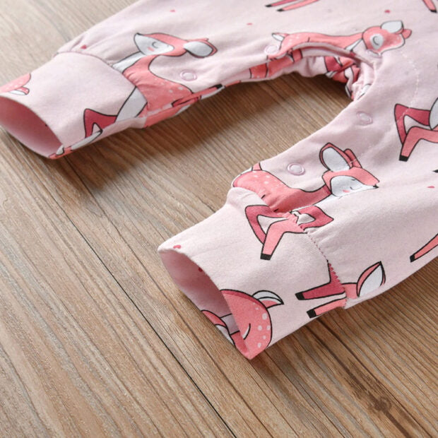 Quirky Fox Printed Long Sleeve Baby Girl Jumpsuit