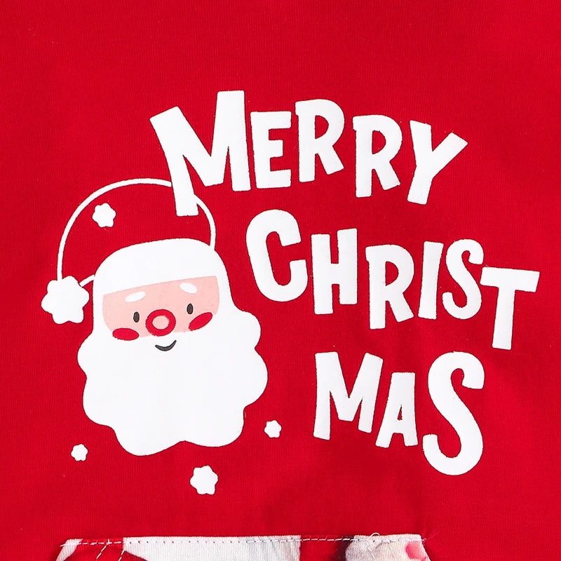 Merry Christmas Letter Santa Claus Printed Hoodie Baby Jumpsuit