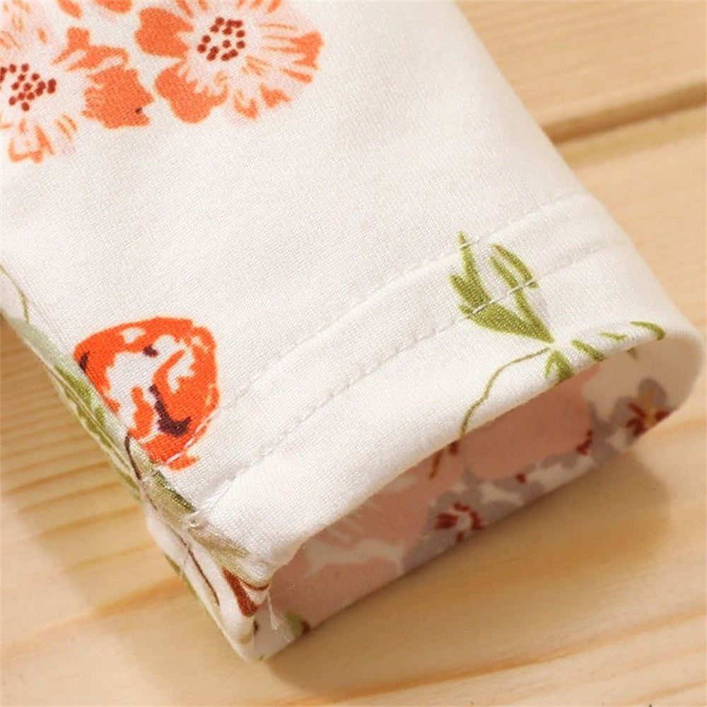 2PCS Stylish Floral Print Long Sleeve Baby Jumpsuit