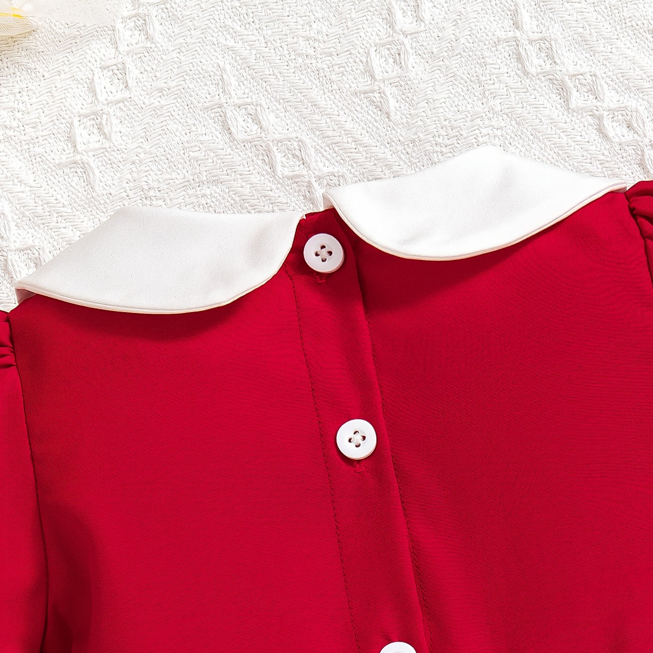 2PCS Sweet Solid Color Puff Sleeve Baby Jumpsuit