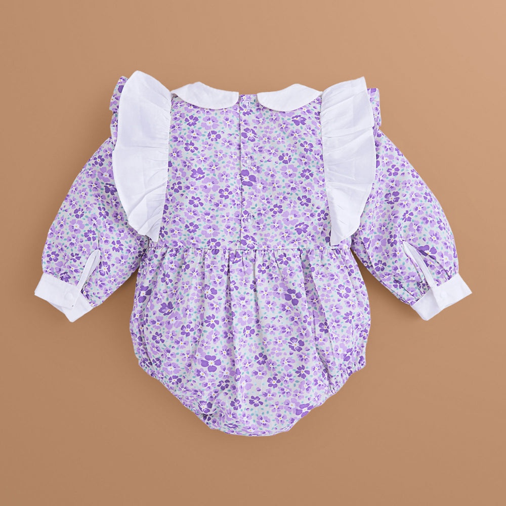 2PCS Elegant Floral Printed Long Sleeve Baby Romper