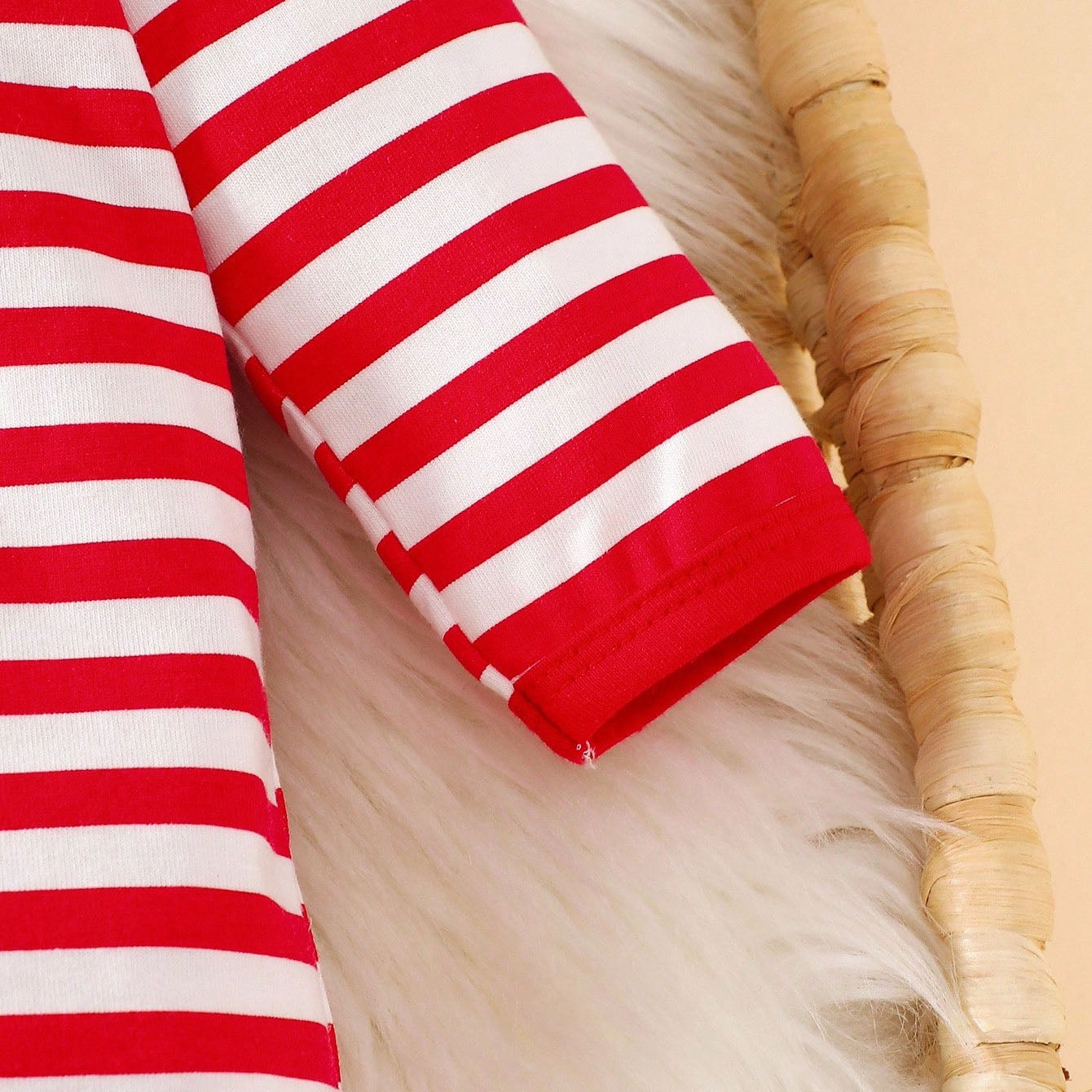 Christmas Deer Embroidery Stripe Printed Baby Jumpsuit