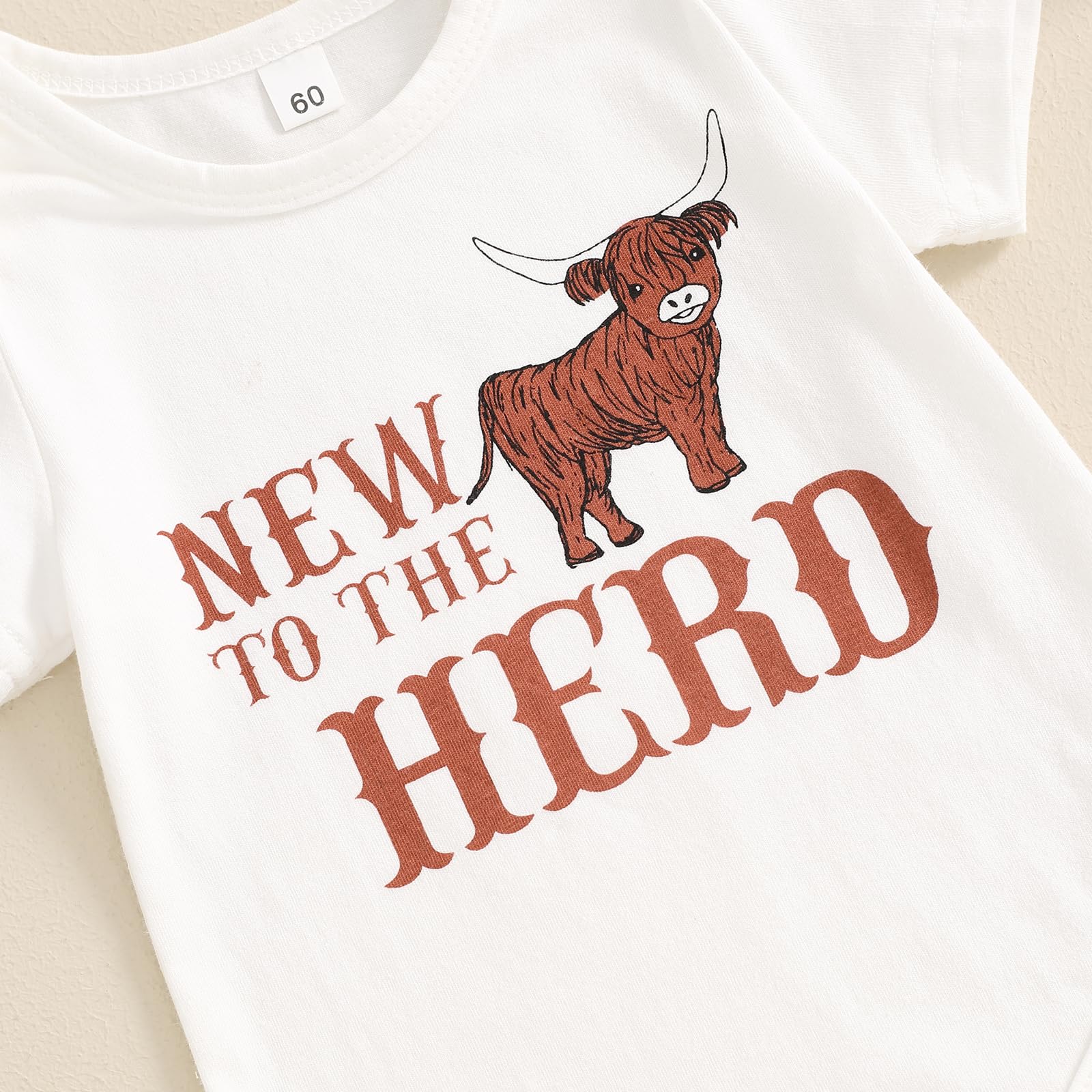 3PCS New To The Hero Letter Western Cow Printed Baby Set
