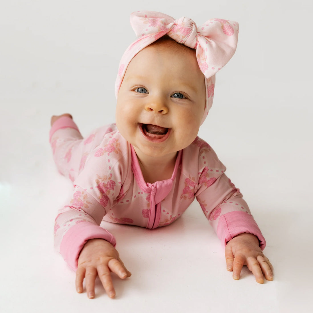2PCS Timeless Floral Print Long Sleeve Zipper Baby Jumpsuit