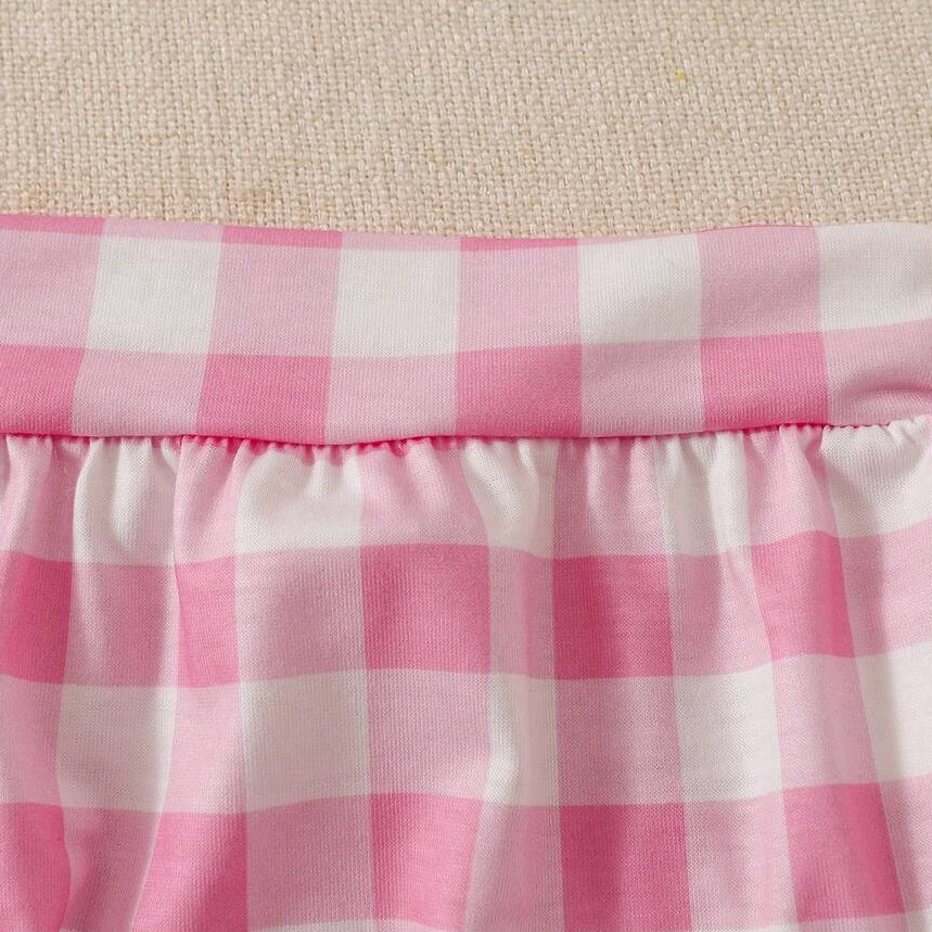 3PCS Cute Strawberry & Plaid Print Flutter Sleeve Baby Set