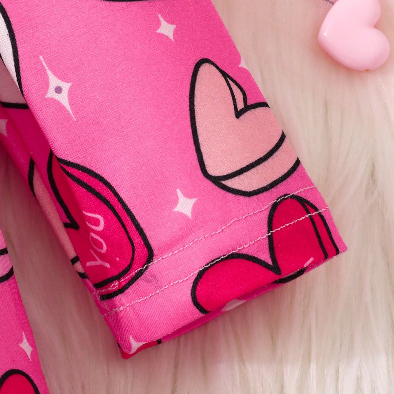 Casual Heart Printed Long Sleeve Baby Girl Jumpsuit