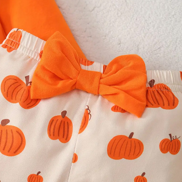 4PCS Adorable Pumpkin Printed Halloween Baby Set
