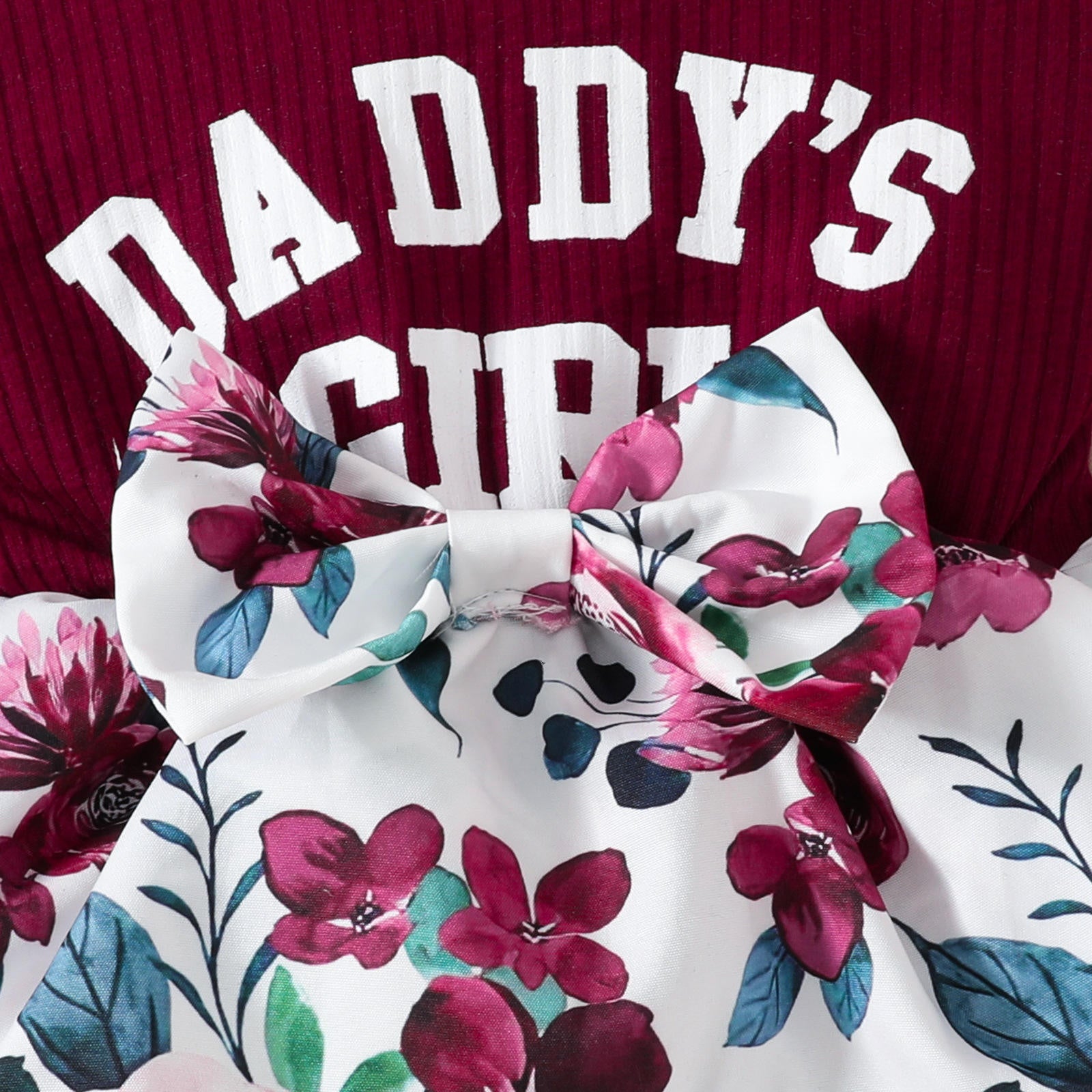 2PCS Daddy's Girl Letter Floral Print Short Sleeve Baby Romper