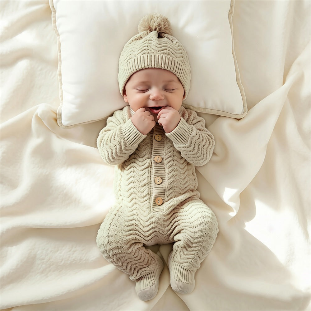 2PCS Comfy Solid Color Knit Long Sleeve Baby Jumpsuit