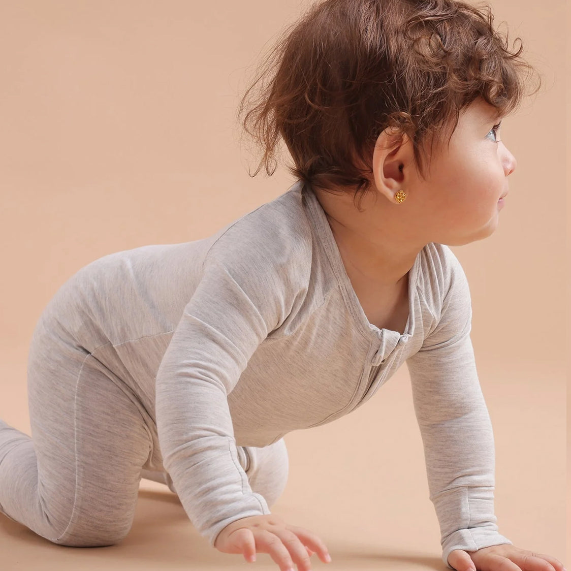 Comfy Solid Color Zipper Bamboo Viscose Baby Jumpsuit