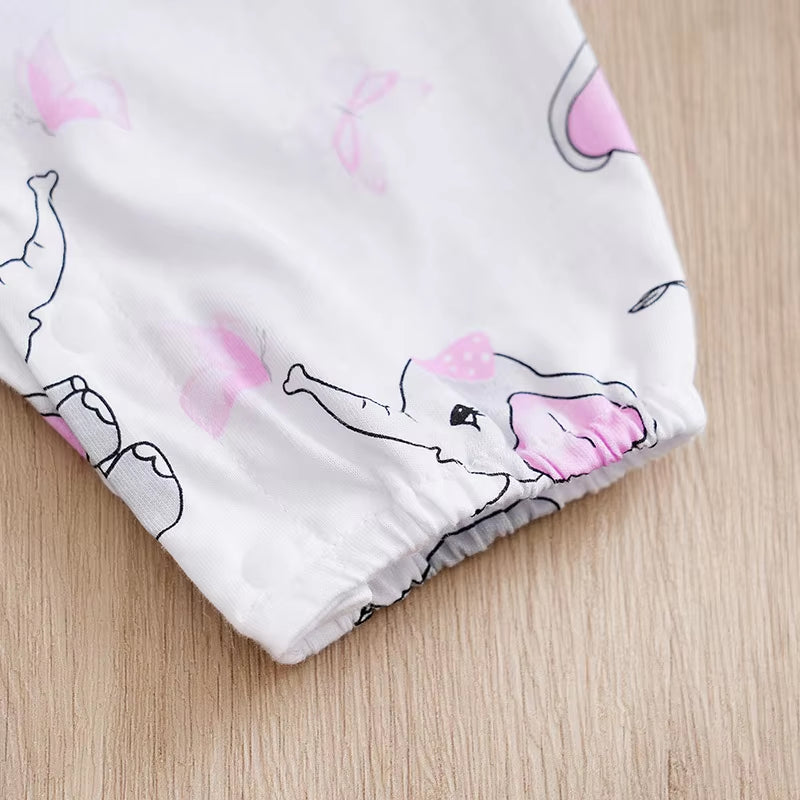 Lovely Elephant Printed Long Sleeve Baby Jumpsuit