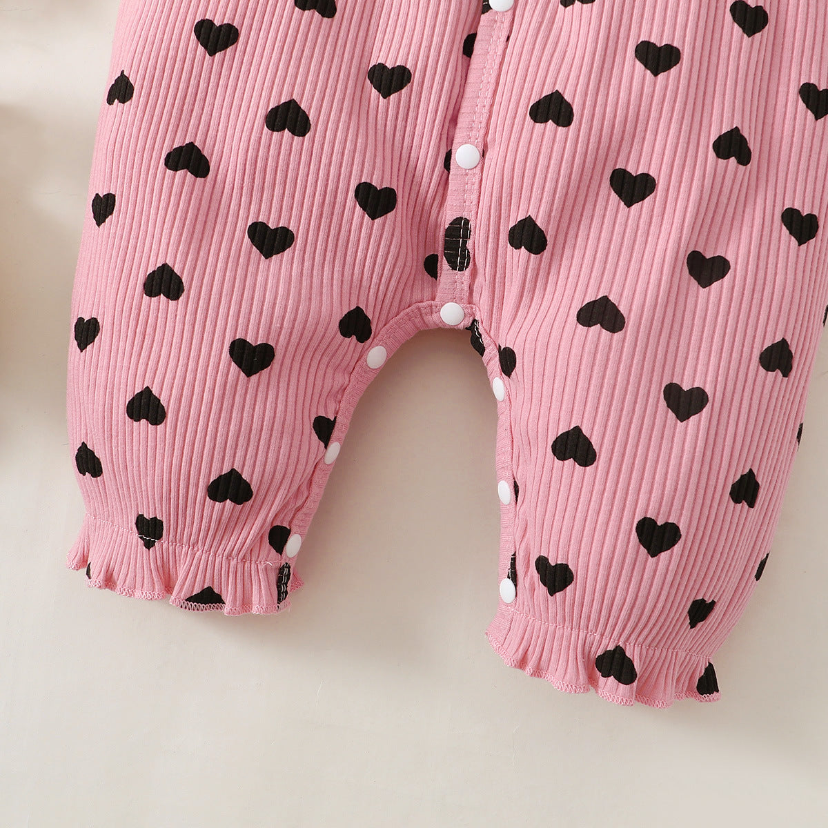 2PCS Lovely Heart Printed Short Sleeve Baby Jumpsuit