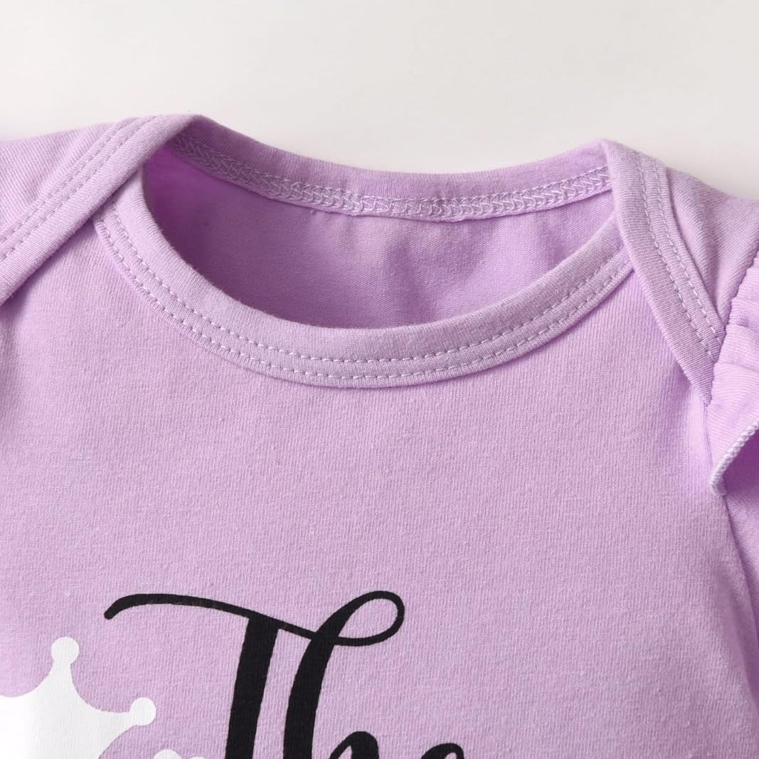 3PCS The Princess Letter Heart Printed Short Sleeve Baby Set