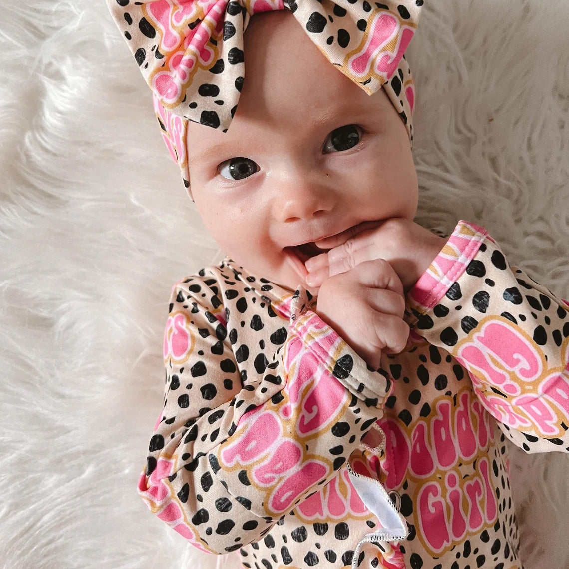 Combinaison bébé imprimée lettre Spot fille papa 2 pièces