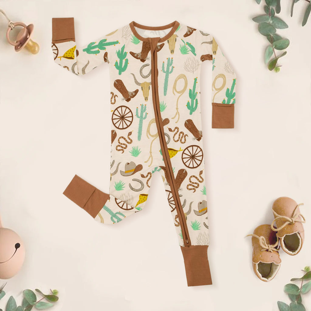 Desert West Elements Printed Zipper Bamboo Viscose Baby Jumpsuit