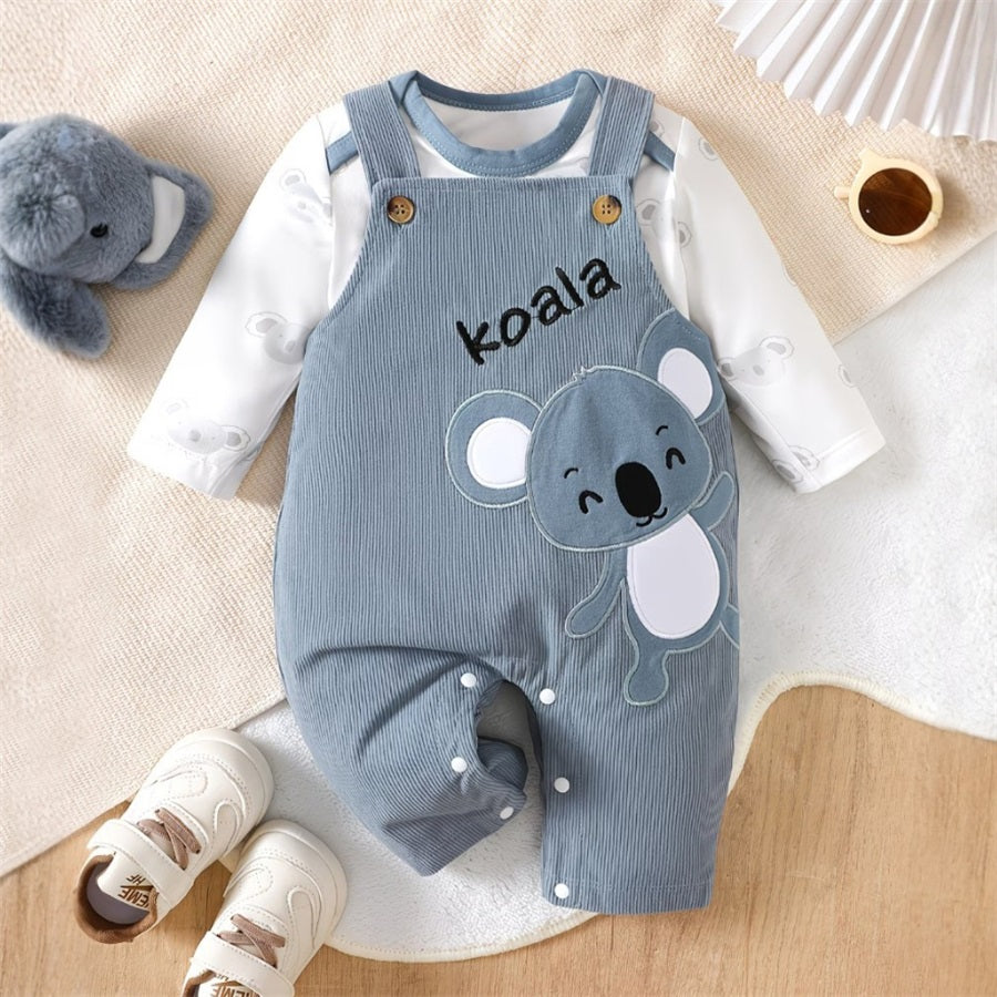 2PCS Cute Koala Printed Long Sleeve Baby Set