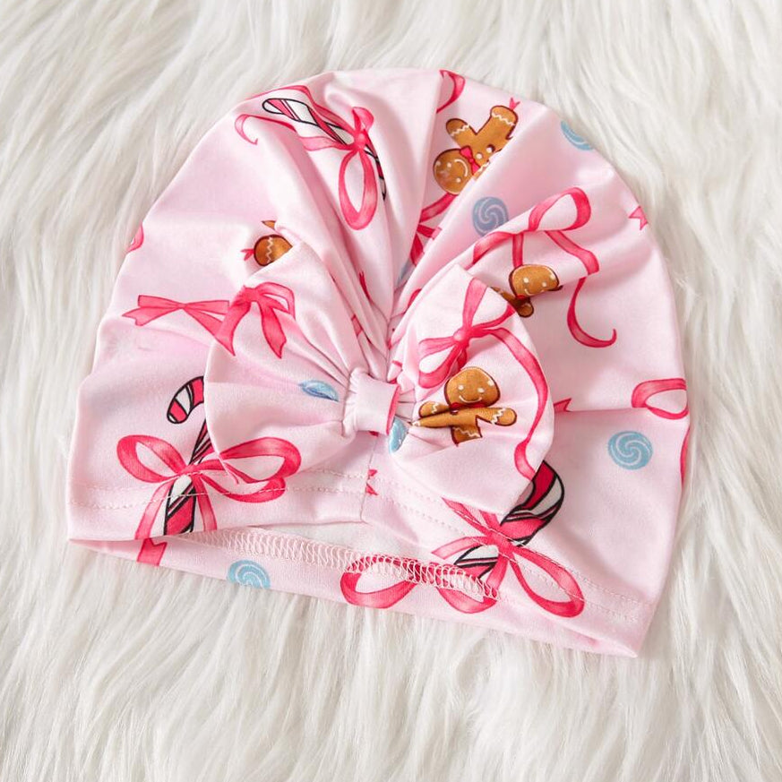 2PCS Gingerbread Man Bow Print Long Sleeve Baby Zipper Jumpsuit