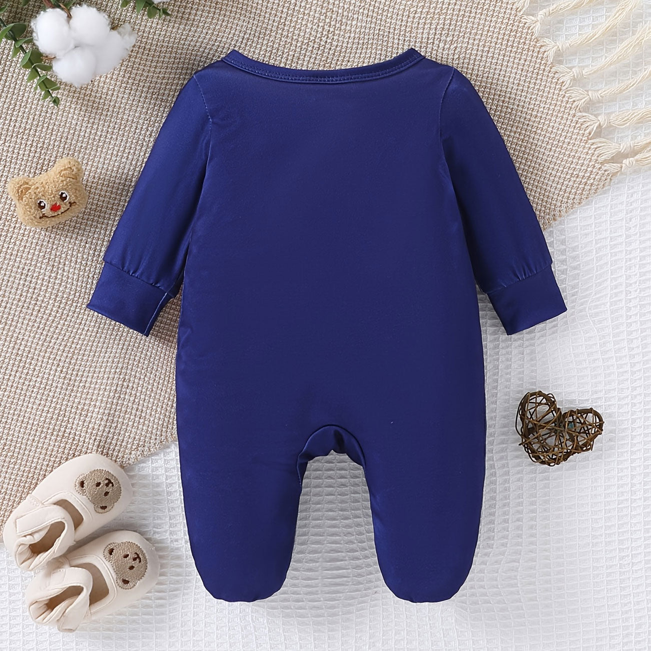 Lovely I Love Mama Papa Letter Printed Long Sleeve Baby Jumpsuit