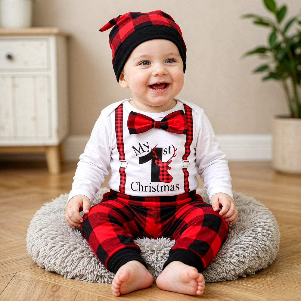 Conjunto de bebé con estampado de alces de My 1st Christmas de 3 piezas