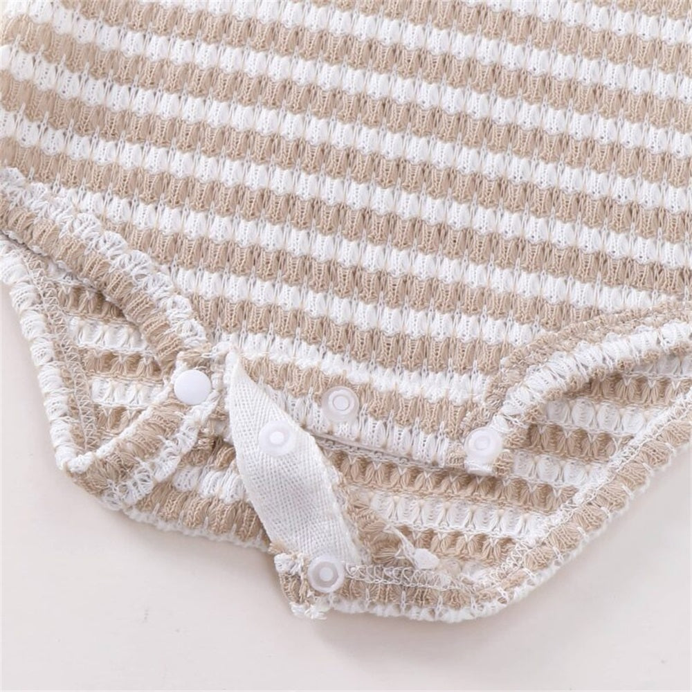 4PCS Floral Embroidery Striped Short Sleeve Baby Set