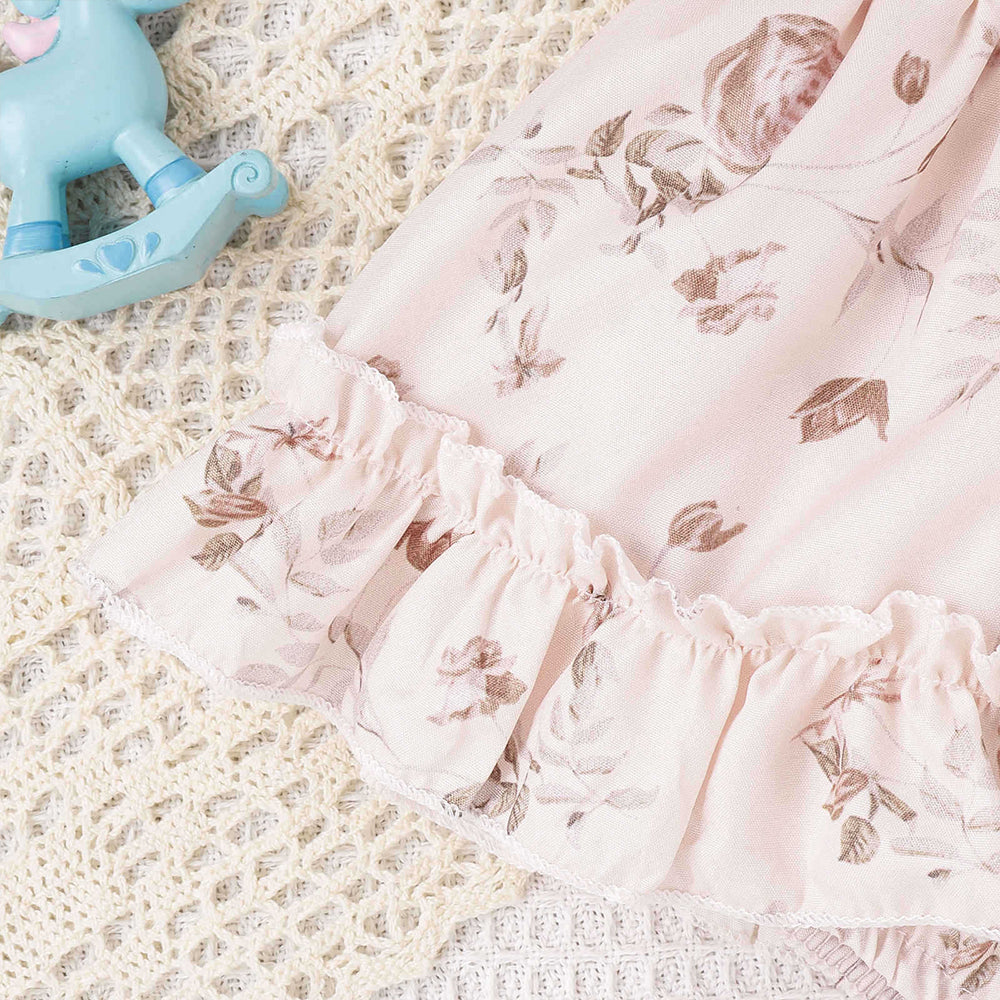 2PCS Gorgeous Floral Print Short Sleeve Baby Girl Romper