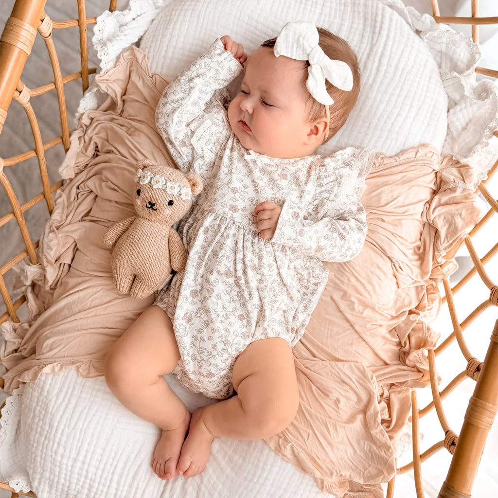 Charming Floral Print Long Sleeve Baby Romper