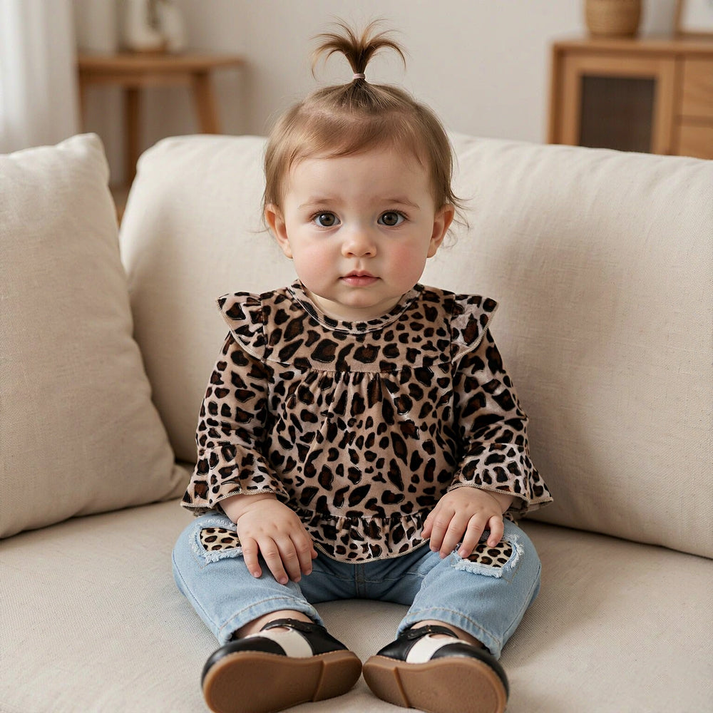2PCS Cute Leopard Printed Baby Set