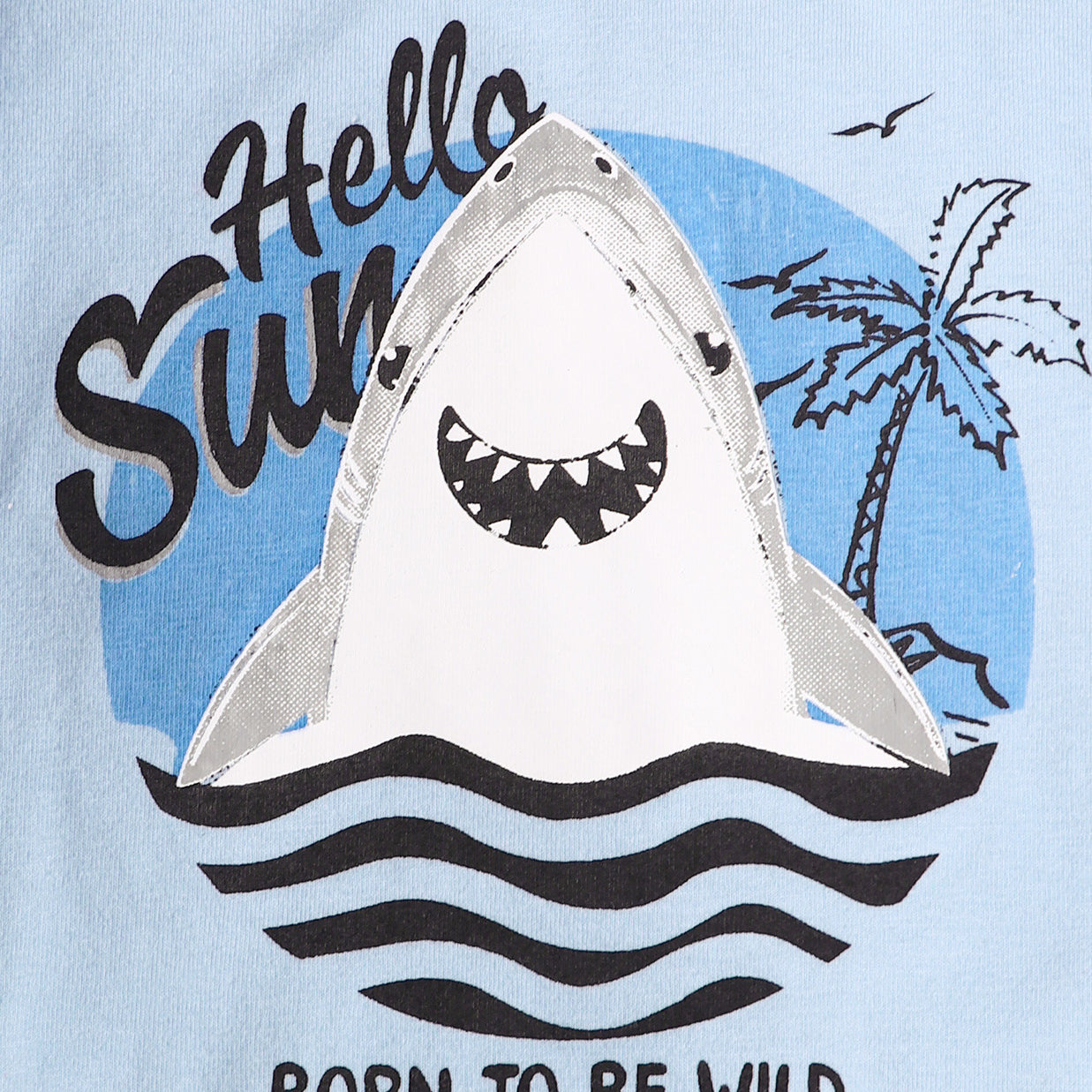 2PCS Stylish Shark Coconut Tree Printed Short Sleeve Baby Set