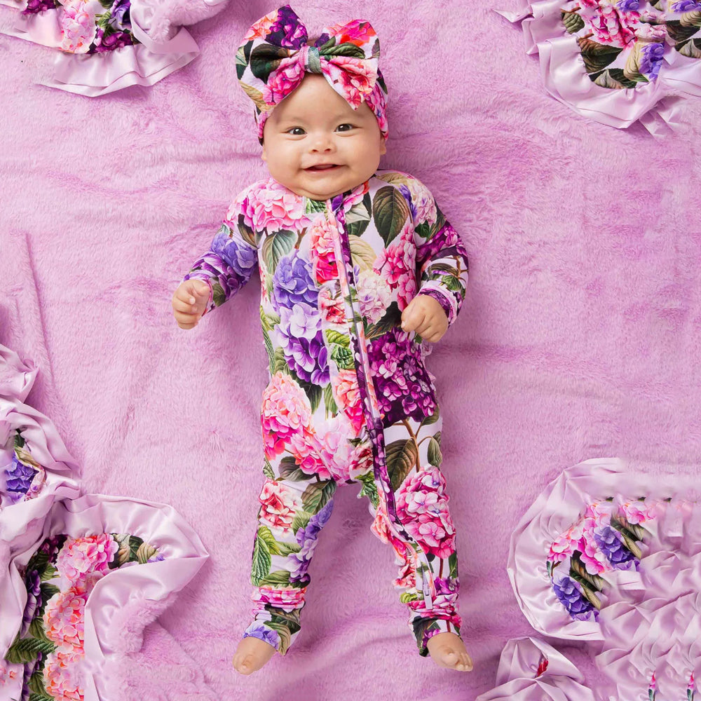 2PCS Exquisite Floral Print Zipper Long Sleeve Baby Jumpsuit