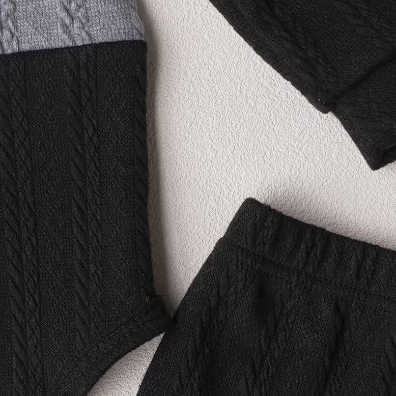 2PCS Handsome Littleman Letter Color Block Long Sleeve Knit Baby Set
