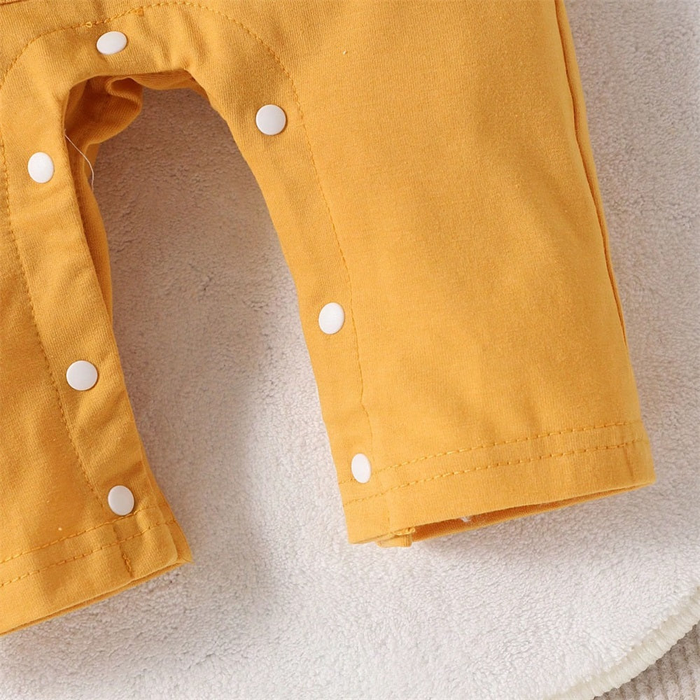 Casual Lucky Lion Letter Print Long Sleeve Baby Jumpsuit