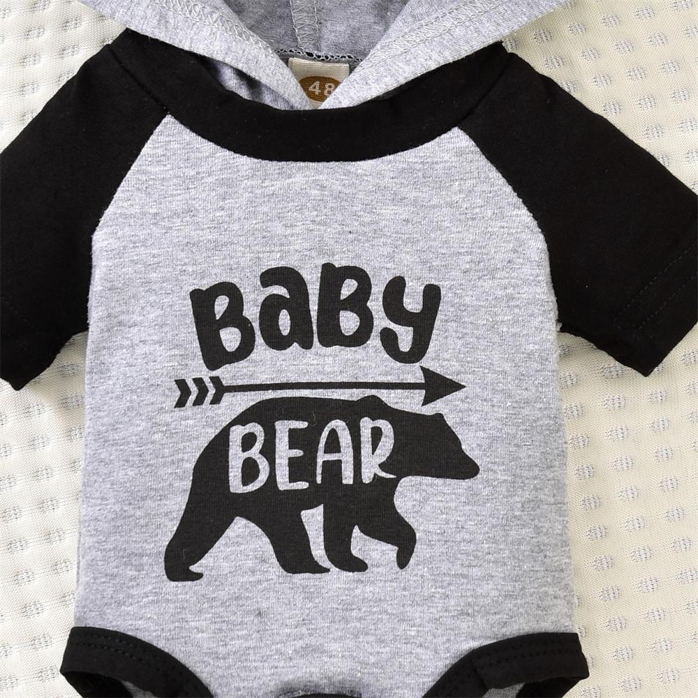 2PCS Lovely Baby Bear Letter Printed Hoodie Baby Set