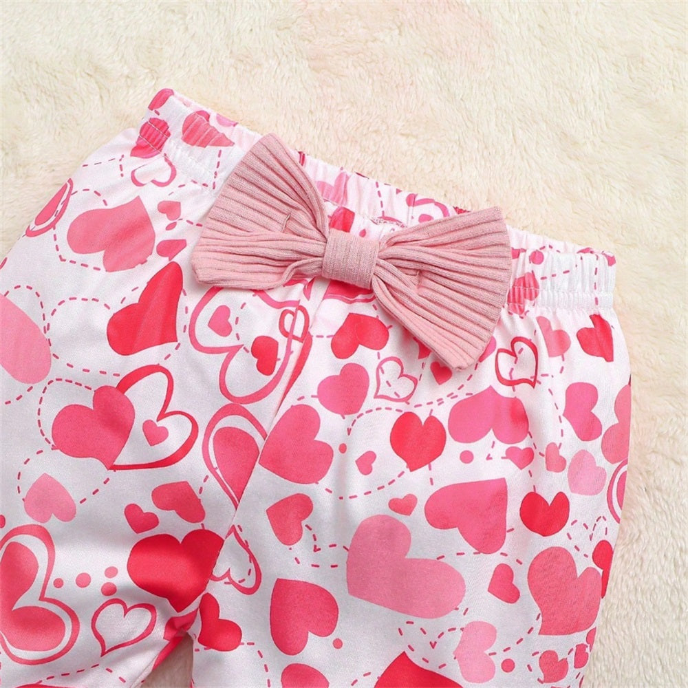3PCS My First Valentine's Day Letter Embroidery Heart Print Baby Set