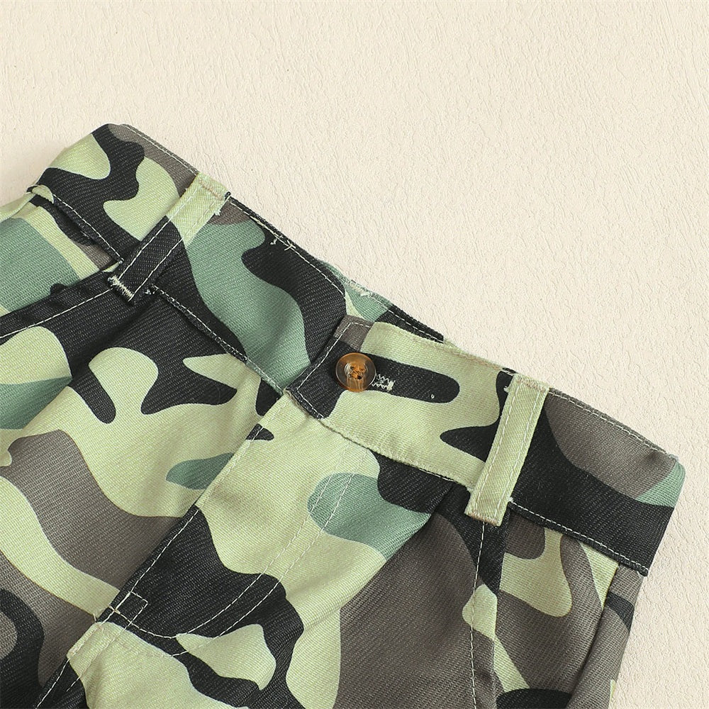 2PCS Mama's Boy Letter Print Camouflage Baby Hooded Set