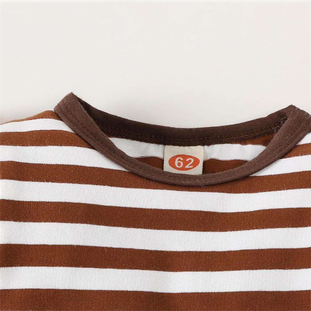 3PCS My 1st Thanksgiving Print Striped Long Sleeve Baby Set