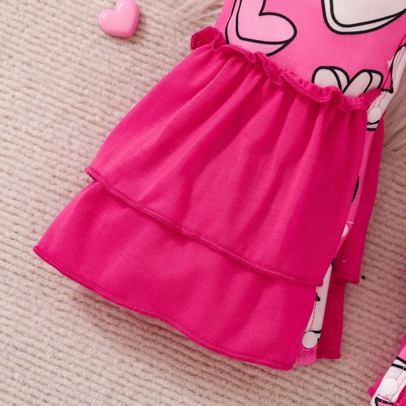 Casual Heart Printed Long Sleeve Baby Girl Jumpsuit