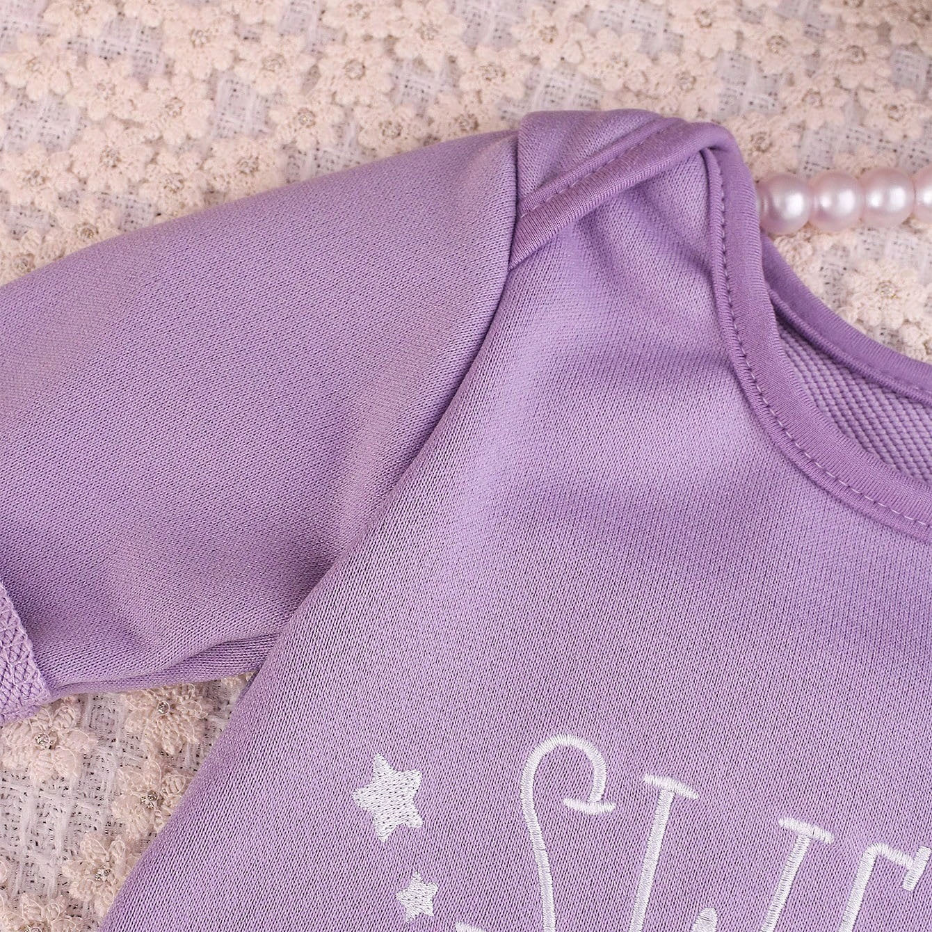 2PCS Sweet Little One Letter Print Long Sleeve Baby Jumpsuit