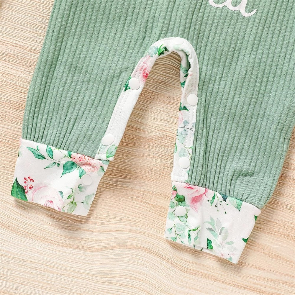 2PCS The Princess Has Arrived Letter Floral Print Baby Jumpsuit