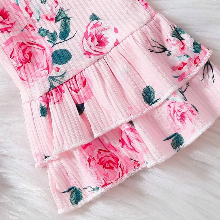2PCS Delightful Floral Print Long Sleeve Baby Girl Set