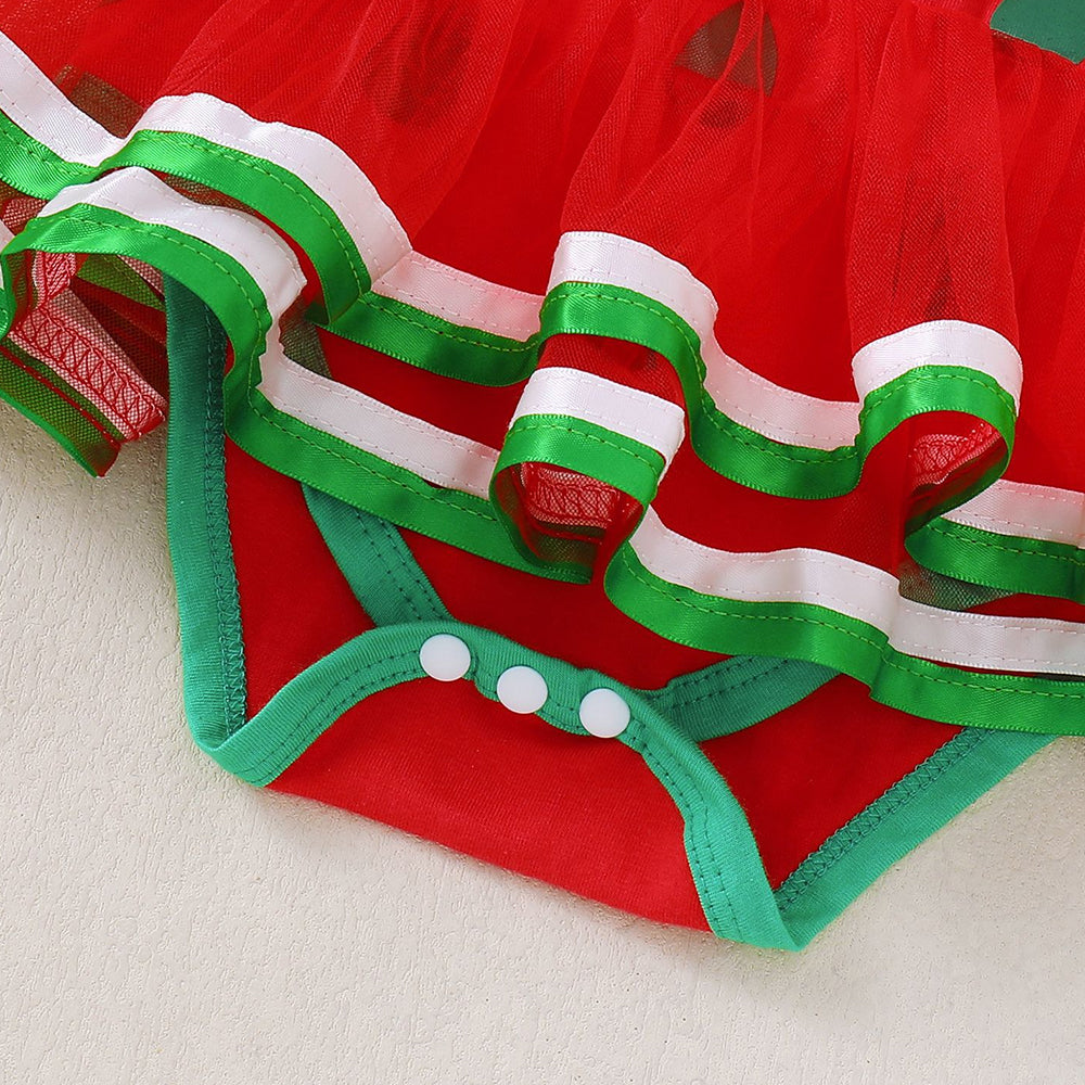2PCS Lovely Watermelon Seed Print Short Sleeve Baby Romper