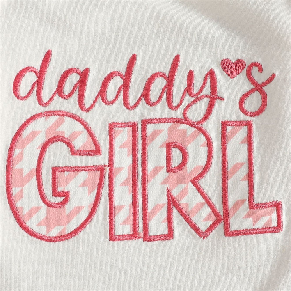 3PCS Daddy's Girl Letter Houndstooth Print Long Sleeve Baby Set