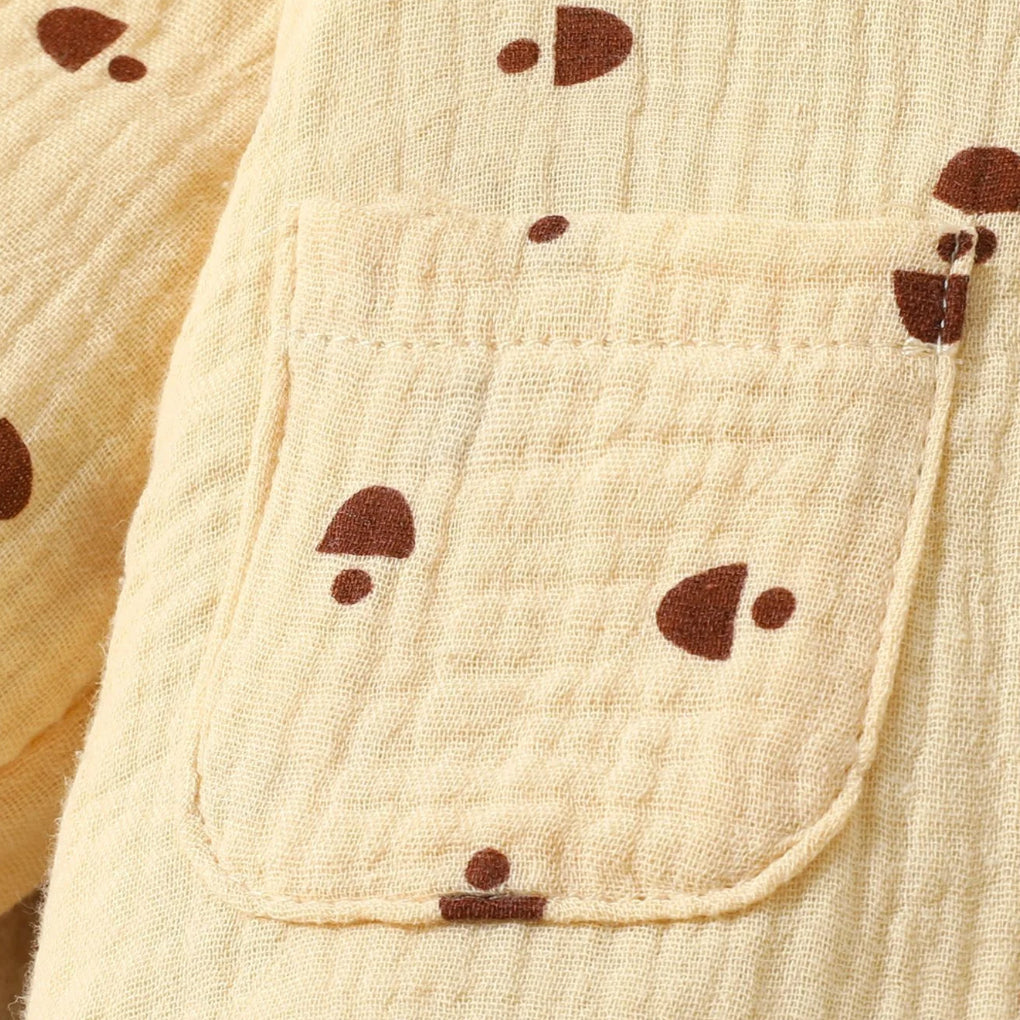 Lovely Mushroom Printed Long Sleeve Baby Jumpsuit